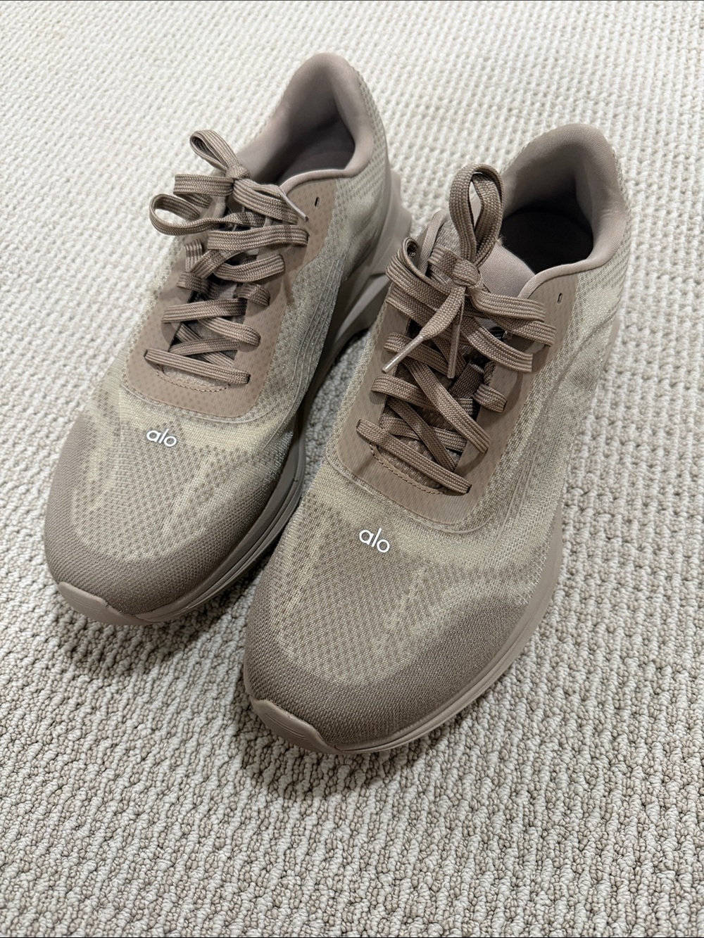 ALO Yoga Taupe Knit Performance Sneakers